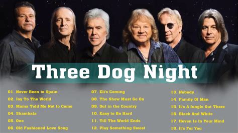 Around the World with Three Dog Night (1973) Cyan (1973) Hard Labor (1974) Coming Down Your Way (1975) American Pastime (1976) Three Dog Night: Live (1988) Three Dog Night with the London Symphony Orchestra (2002) 35th Anniversary Hits Collection (2004) User Reviews. Track Listing. Credits. Releases.